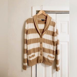 Tommy Hilfiger striped cardigan cable knit sweater